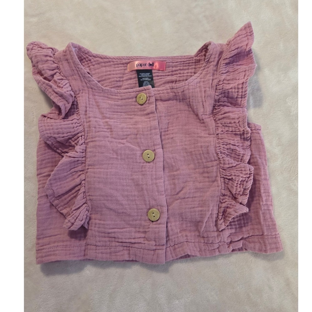 Paper Doll Mauve Cotton Muslin Top & Shorts Set Toddler Girls Size Medium 10/12 - Picture 4 of 7